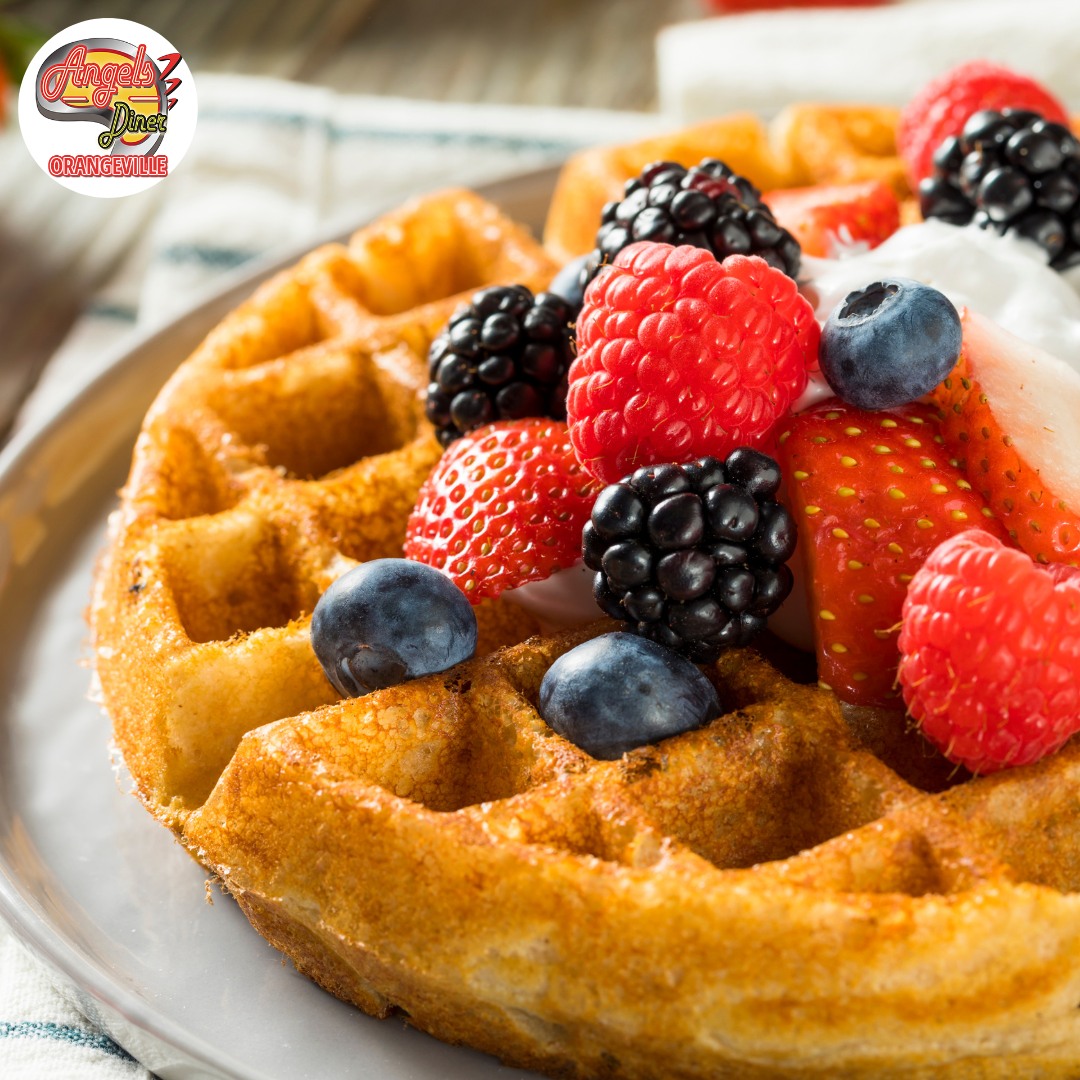 waffle covered with fresh berries