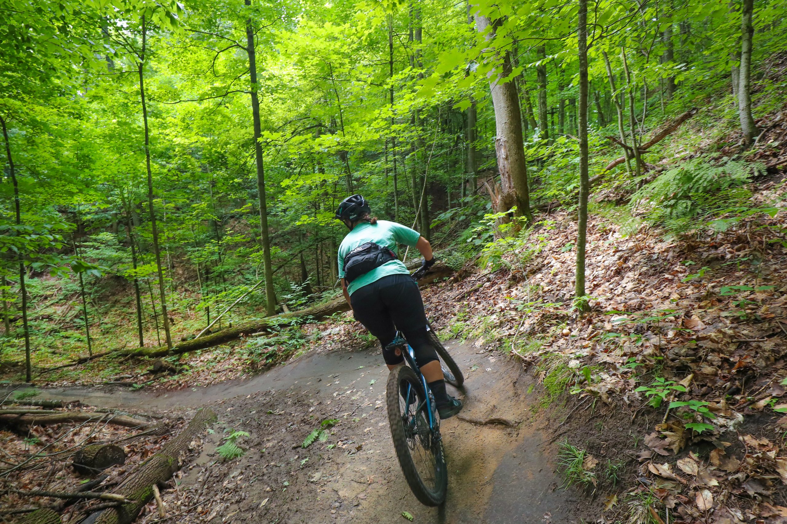 person biking the trails at Mansfield Outdoor Centre