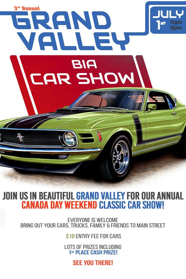Poster for the Grand Valley BIA Car Show