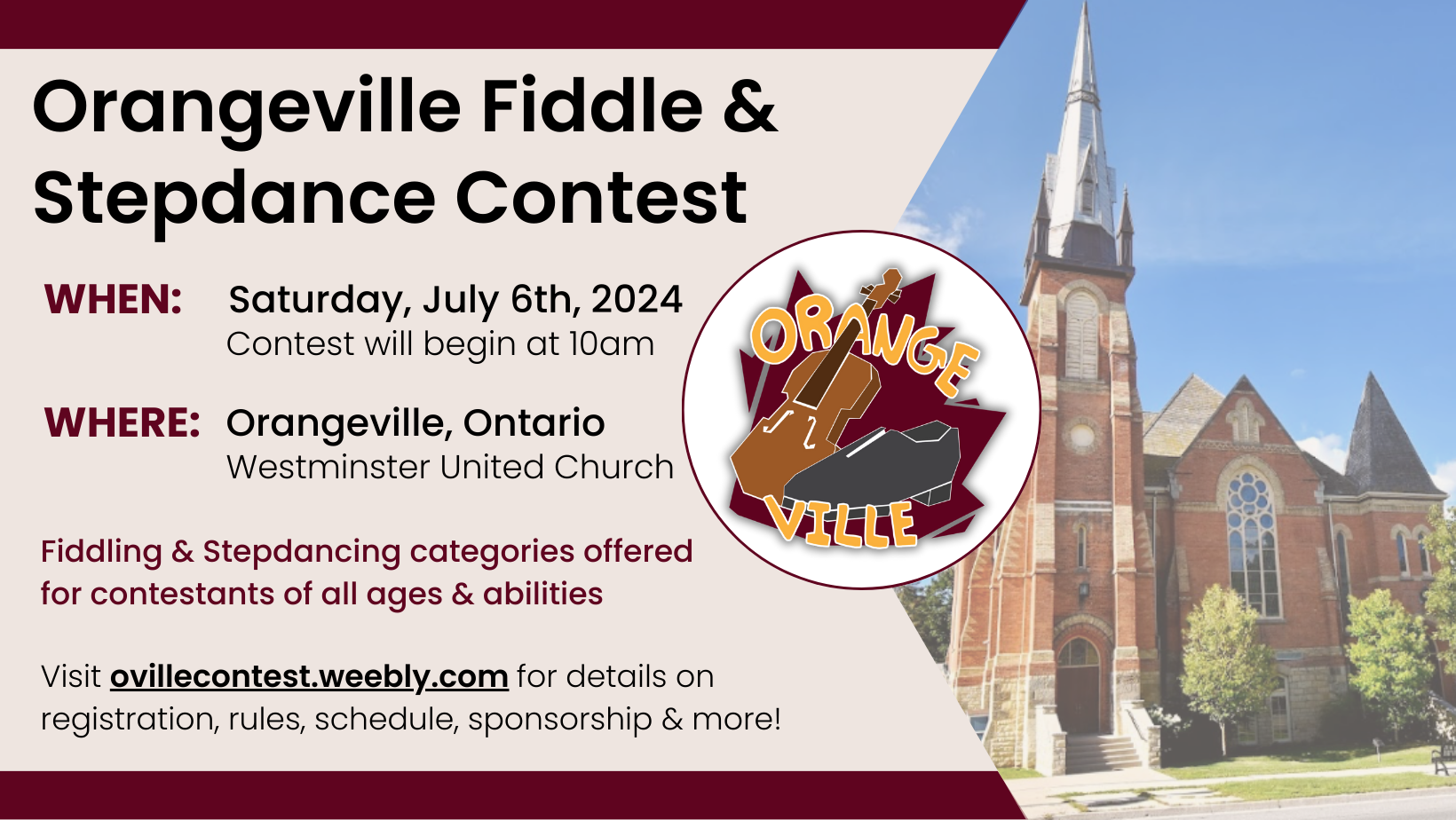 Orangeville stepdance and fiddle contest ad