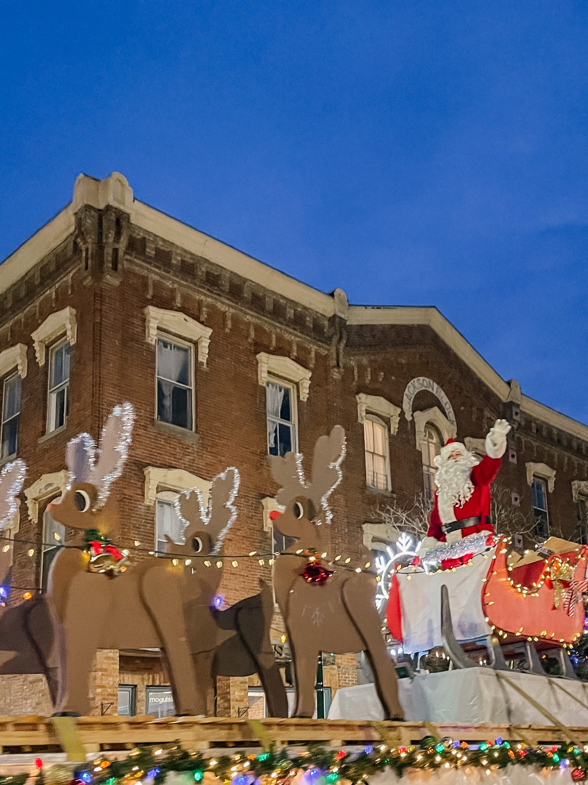 Santa Clause parade float in Downtown Orangeville