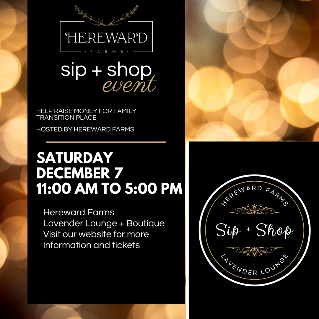 sip and shop ad for Hereward Farms