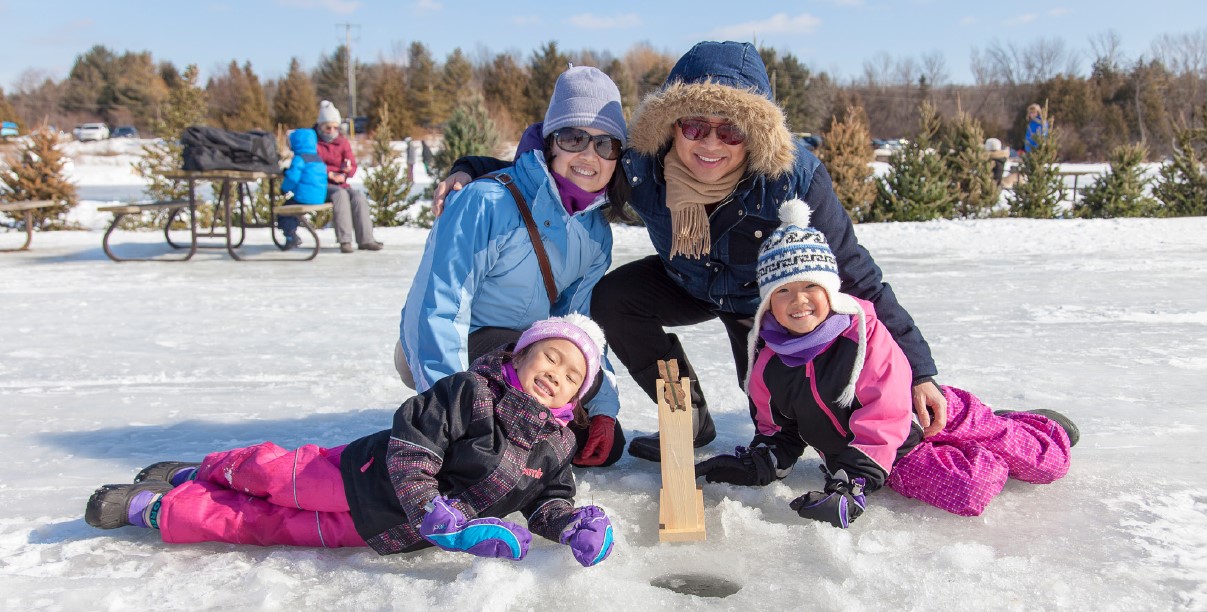 Family having fun at family day at Island Lake