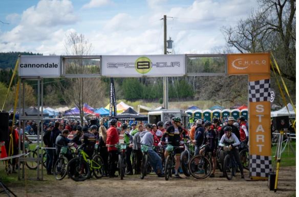 image of cyclists getting ready for a bike race